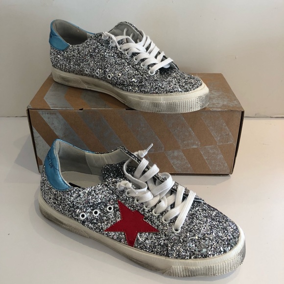 golden goose sneakers silver glitter